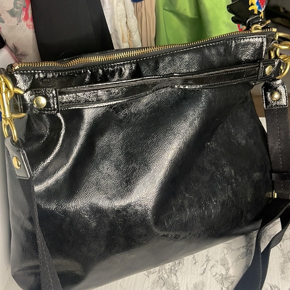 COPY - RARE COACH  Black Poppy Daisy Black  Patent Leather Hobo Bag  FAST SHIPP… - Picture 4 of 6